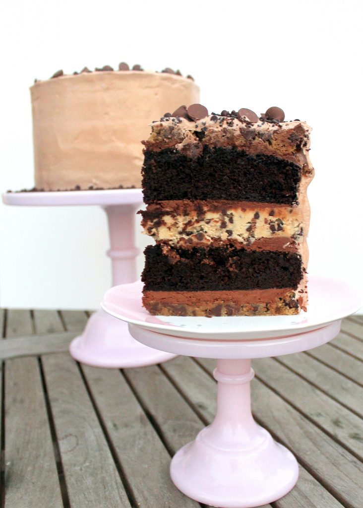 Midnight Binge Cake from Bakerita.com | Five-Layers of Chocolate Cake and Cookie Dough Decadence!