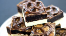 Chubby Hubby Fudge [White Chocolate Malted Fudge, Chocolate Covered Pretzels, Dark Chocolate Fudge, & Peanut Butter Swirl!] | Bakerita.com