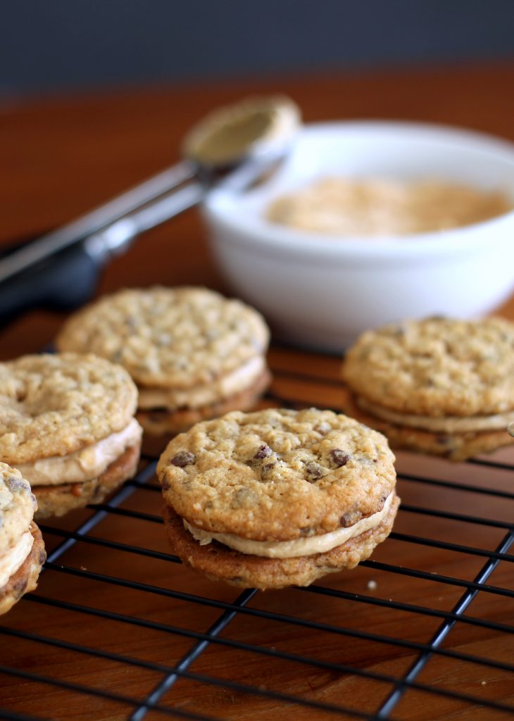 Peanut Butter Oatmeal Chocolate Chip Cookie Sandwiches
