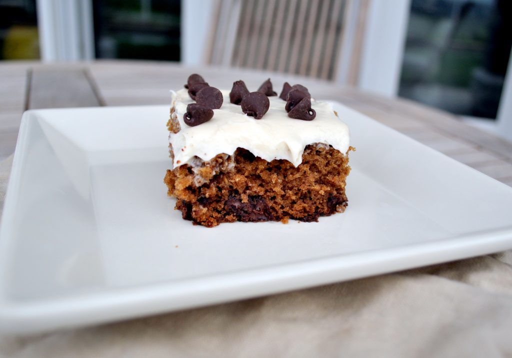 This Oatmeal Chocolate Chip Cake is topped with a creamy, delicious Cream Cheese Frosting. You will not be disappointed in this comforting cake.