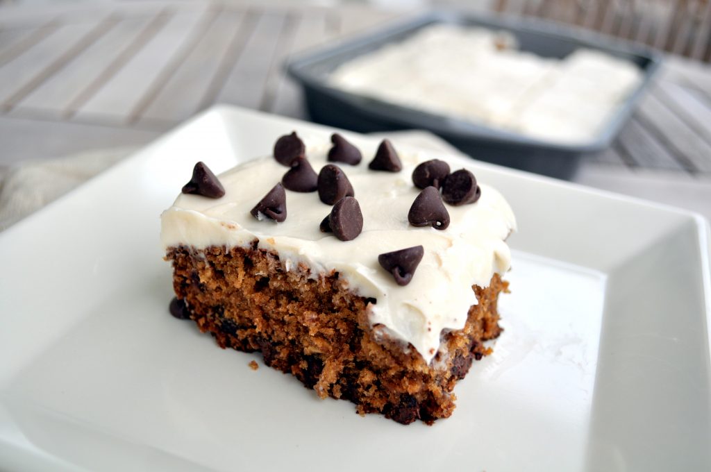 This Oatmeal Chocolate Chip Cake is topped with a creamy, delicious Cream Cheese Frosting. You will not be disappointed in this comforting cake.