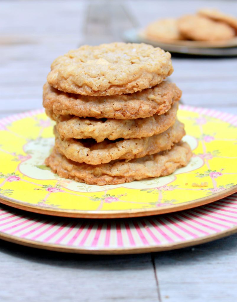 These Crispy Salted White Chocolate Oatmeal Cookies have a shatteringly-crisp exterior while maintaining a chewy center for the perfect cookie!