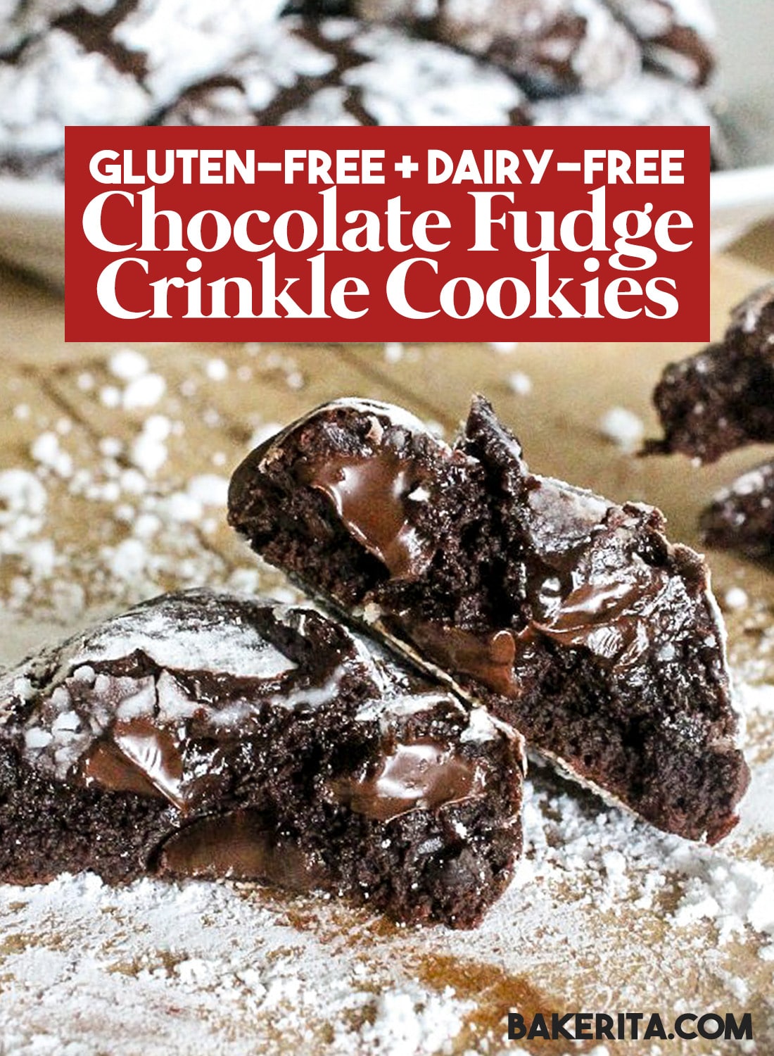 Chocolate Fudge Crinkle Cookies (Gluten Free) • Bakerita