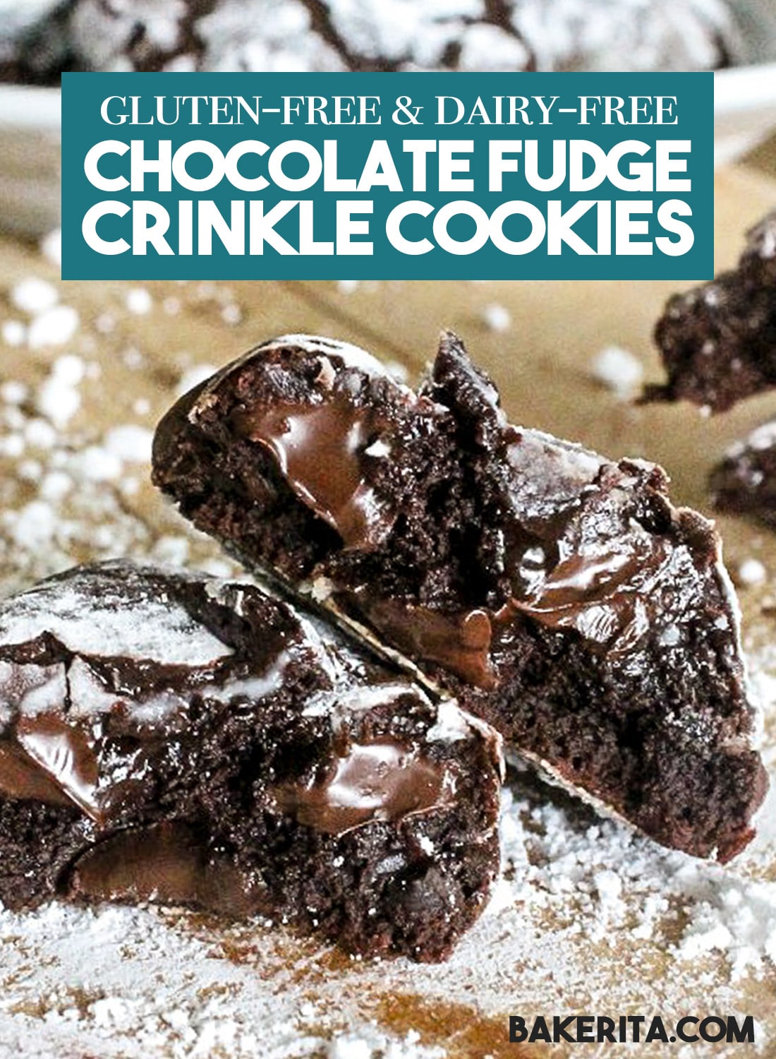 Chocolate Fudge Crinkle Cookies (Gluten Free) • Bakerita