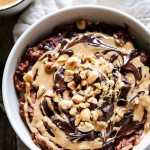 This Chocolate Peanut Butter Oatmeal tastes like a peanut butter cup, but it's sweetened with just a ripe banana! You'll love to wake up to this gluten-free, refined sugar-free + vegan breakfast.