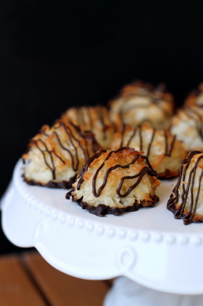 These Black-Bottomed Coconut Macaroons are the perfect balance of chewy and crunchy. They're naturally gluten-free, and dipped and drizzled with chocolate!