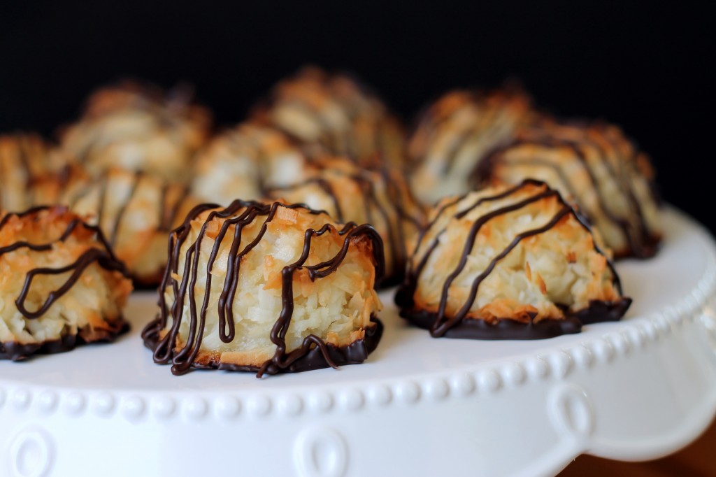 These Black-Bottomed Coconut Macaroons are the perfect balance of chewy and crunchy. They're naturally gluten-free, and dipped and drizzled with chocolate!