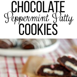 These Chocolate Peppermint Patty Cookies are delicious, fudgy chocolate cookies stuffed with a peppermint patty and topped with crushed candy canes and a peppermint drizzle.