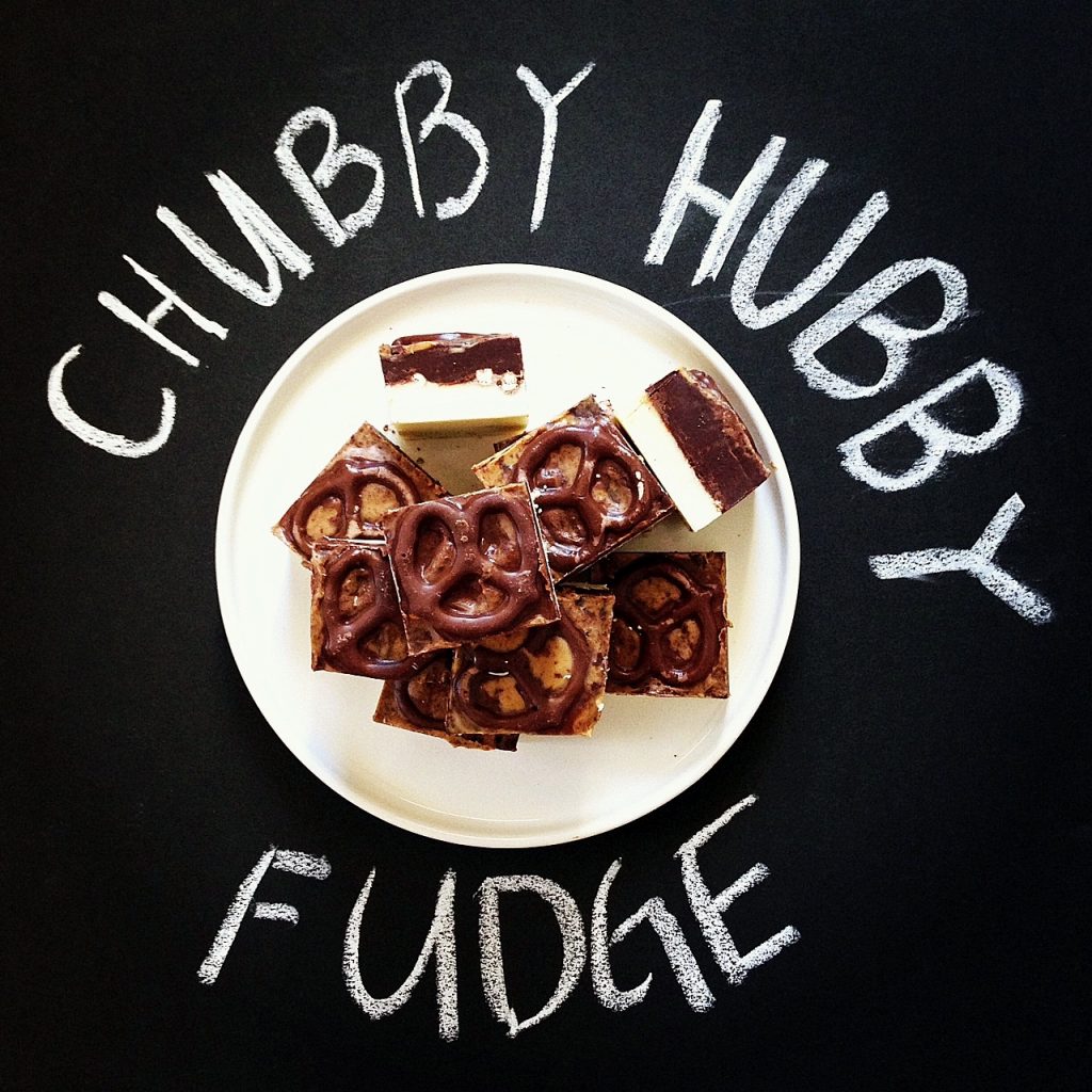 This Chubby Hubby Fudge duplicates the incredible flavors of Chubby Hubby ice cream with vanilla malt & chocolate fudge, peanut butter swirl, & chocolate covered pretzels!