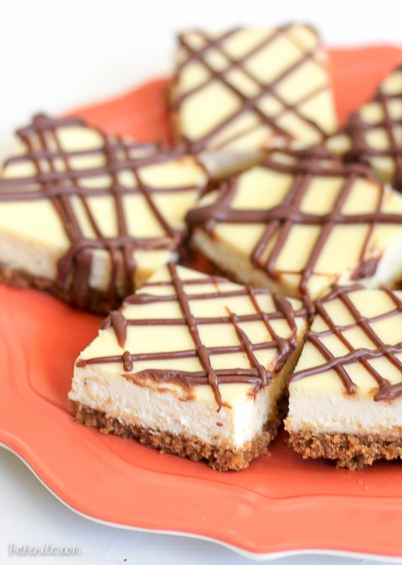 This easy recipe for Cheesecake Bars makes a simple dessert bar that is super creamy, so delicious, and is way easier than making a whole cheesecake!