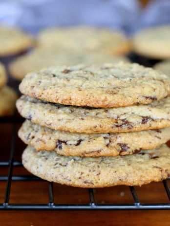 These Gluten-Free Chocolate Chip Cookies stay soft and chewy for days, and will satisfy your biggest cookie cravings! This quick recipe comes together in minutes.