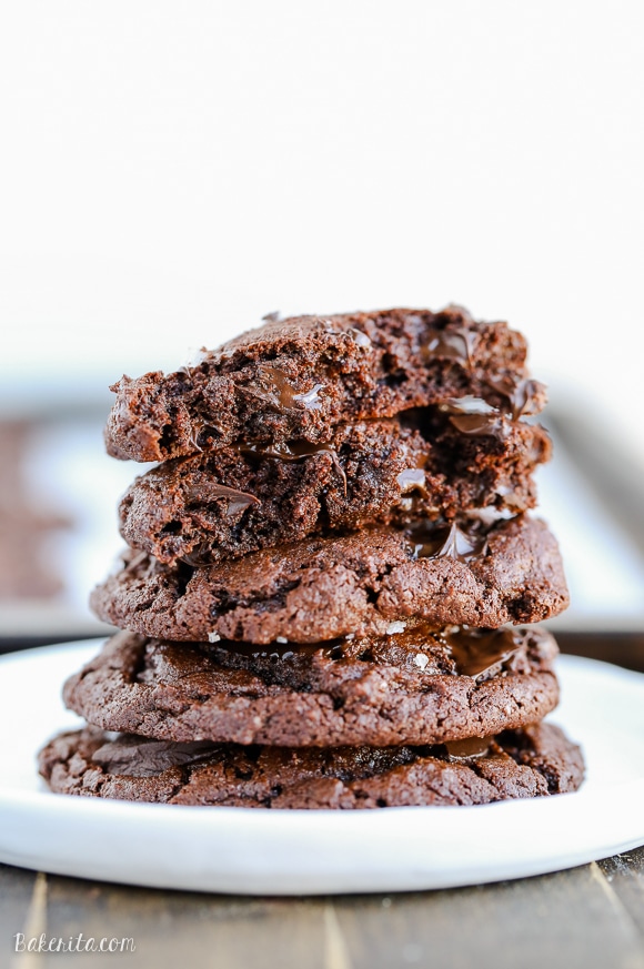 These flourless Chocolate Brownie Cookies are incredibly fudgy and super chocolatey - they're like a brownie in cookie form! These cookies are naturally gluten-free.