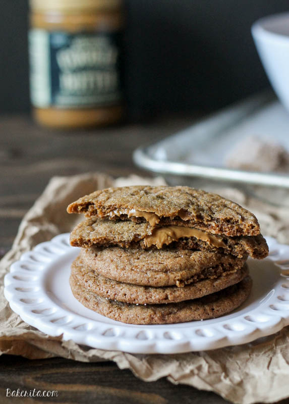 These Cookie Butter Stuffed Soft Ginger Cookies are big, soft and chewy ginger cookies are filled with cookie butter! They stay incredibly soft for days and are super flavorful. 