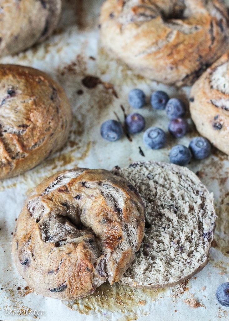  These homemade Blueberry Bagels have a sweet blueberry flavor and toast up beautifully! You'll love having fresh bagels for breakfast, and they take less than 2 hours to prepare.