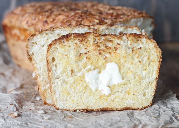 This Cheesy English Muffin Bread is an easy to make bread that comes together quickly and is full of cheddar cheese! It bakes into a beautiful loaf that's perfect for toasting.