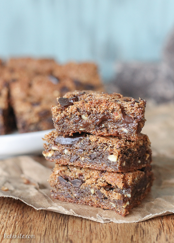 No one would guess that these Paleo Chocolate Chip Blondies are actually healthy! They're gluten free, refined sugar free, and come together in a few minutes.