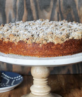 This Banana Crumb Cake is a stepped up version of the best banana bread you've ever had! It's full of banana flavor, and the pecan crumb topping puts it over the top. It's also dairy free.