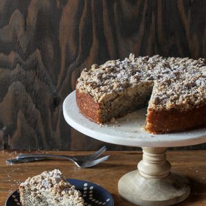 This Banana Crumb Cake is a stepped up version of the best banana bread you've ever had! It's full of banana flavor, and the pecan crumb topping puts it over the top. It's also dairy free.