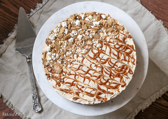  This No-Bake Peanut Butter Dulce de Leche Cheesecake with Popcorn Crust is a unique and whimsical dessert that's super easy to make and incredibly delicious! You'll love the crunchy popcorn crust with the creamy, sweet cheesecake filling. 