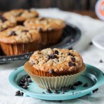 These Coffee Chocolate Chip Streusel Muffins are made with fresh Dunkin' Donuts coffee, filled with chocolate chips, and topped with a delicious streusel crumb topping!