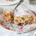 This Caramel Rhubarb Cake is a light and tender cake with fresh diced rhubarb and a generous swirl of caramel. This is a quick and easy dessert you won't want to miss!