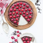 This No-Bake Raspberry Chocolate Tart comes together in just ten minutes! The no-bake chocolate crust is filled with vegan chocolate ganache and topped with fresh raspberries for a decadent, guilt-free treat.