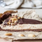 This No Bake Chocolate Peanut Butter Tart has a rich peanut butter filling topped with chocolate ganache for a decadent treat you won't believe is gluten free, refined sugar free, and vegan!