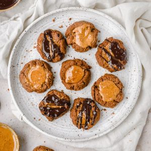 Chocolate Almond Butter Thumbprint Cookies (Paleo + Vegan)
