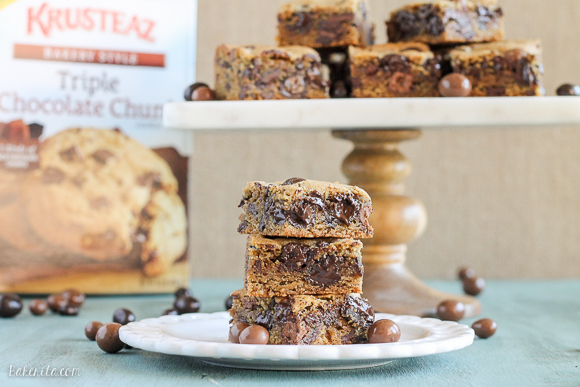 These Chocolate Chunk Espresso Blondies are soft and chewy with a burst of coffee flavor, tons of melted chocolate, and a little crunch from chocolate covered espresso beans!