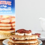 These Elvis Pancakes are banana peanut butter pancakes stuffed with peanut butter and bacon. These are the ultimate breakfast treat - made with only 4 ingredients!