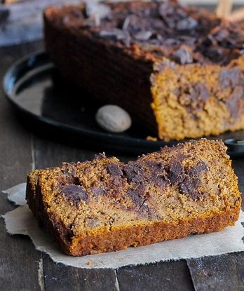 This Paleo Chocolate Chunk Pumpkin Bread is a good-for-you twist on your favorite fall treat. This easy recipe is the best I've made. It's chocolatey, moist, and made with coconut flour and almond butter!