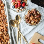 This Paleo Granola uses nuts and coconut to bulk it up and add a ton of protein, while egg whites help keep the granola clumpy and crunchy! It is gluten-free, refined sugar-free, and dairy-free.
