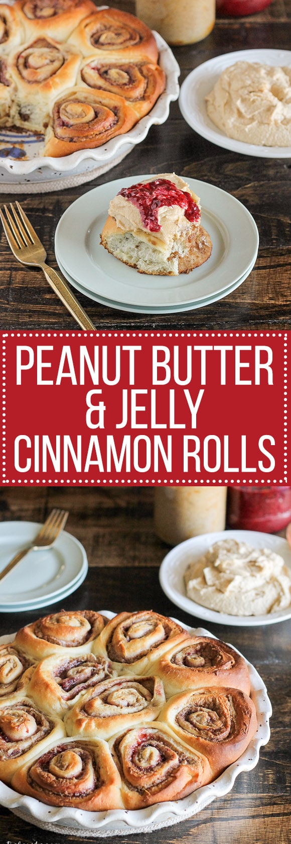 These Peanut Butter & Jelly Cinnamon Rolls are a delicious twist on a classic breakfast treat. These cinnamon rolls are filled with peanut butter and jelly and topped with a peanut butter cream cheese frosting. This will be the best PB&J you've ever had!