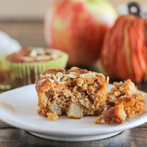 These Pumpkin Apple Muffins are a healthy breakfast treat that's full of fall flavor. This easy recipe is gluten free, refined sugar free, and vegan.