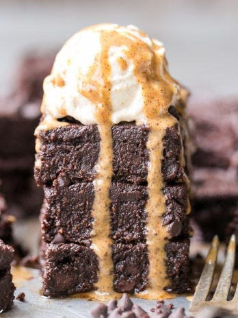 These are the Ultimate Gluten Free Fudge Brownies! This easy recipe makes incredibly fudgy, melt in your mouth chocolate brownies with an optional paleo chocolate frosting on top. This recipe is refined sugar free and Paleo-friendly.