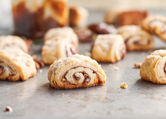 These Apple Butter Rugelach will be gone before you know it - you can't eat just one! Butter and cream cheese make the rugelach dough super tender and flaky.