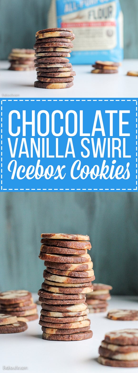This recipe for Chocolate Vanilla Swirl Icebox Cookies makes tons of cookies that are perfect for holiday baking. They look beautiful and you can keep a roll in your fridge or freezer, ready to slice 'n bake!