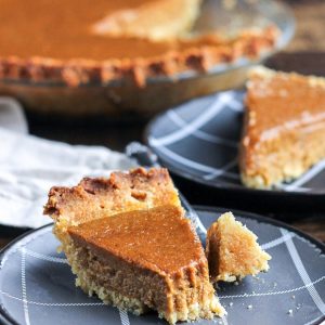 This Paleo Pumpkin Pie is super creamy and healthy enough to eat for breakfast. This recipe is a wonderful gluten-free, refined sugar-free, and dairy-free alternative to enjoy this holiday season