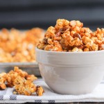 This Salted Honey Almond Caramel Corn is an addictive snack you can give as a gift or serve to a crowd. This caramel corn is made without corn-syrup and uses honey instead - it also has a sprinkle of sea salt!