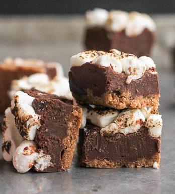 This S'mores Fudge only takes 15 minutes and six ingredients to prep - no baking required! This quick and easy fudge recipe is a no-mess way to enjoy s'mores.