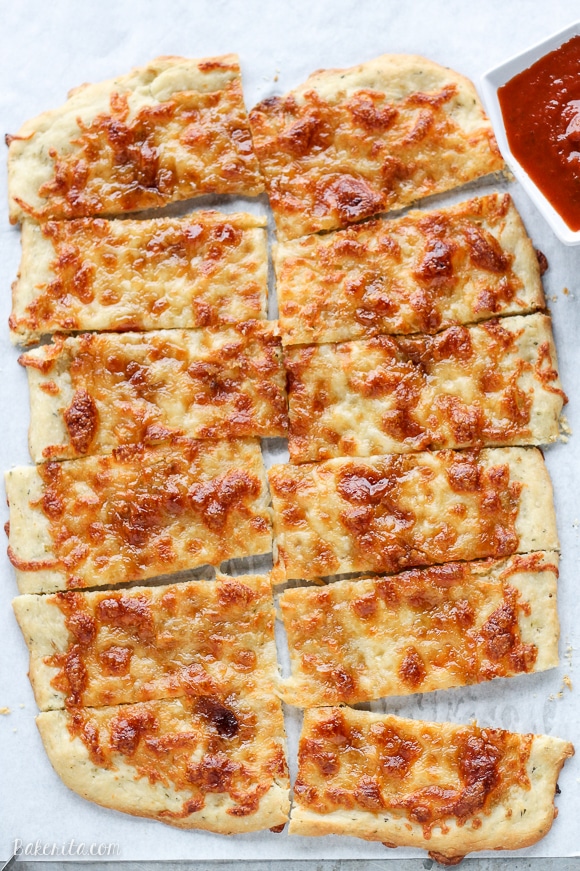 Sweet Sticks were a favorite of my friends and I in college - these bread sticks are topped with melted mozzarella, garlic, and brown sugar for a salty-sweet combo that's surprisingly irresistible!