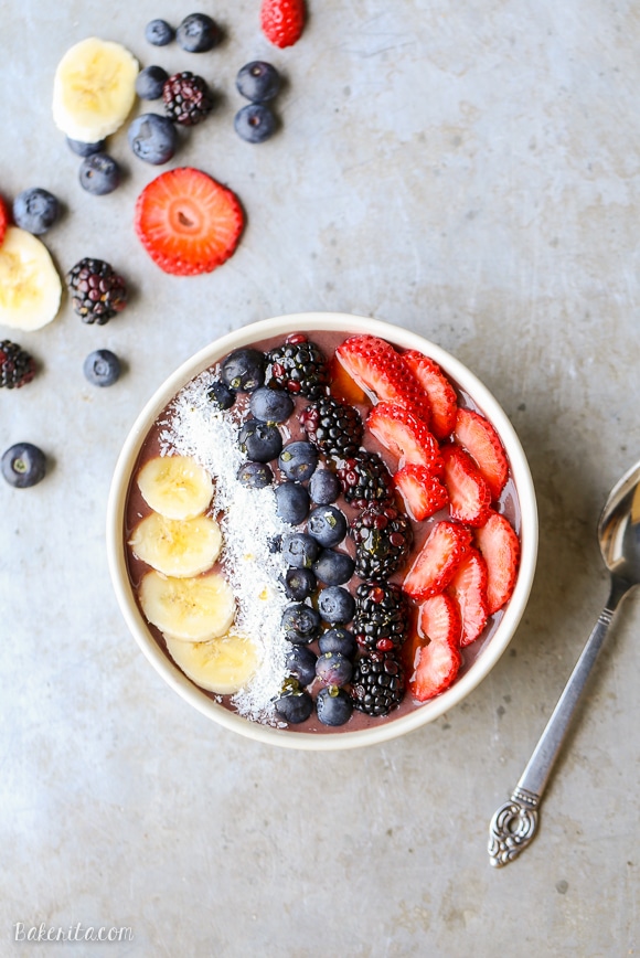 This recipe for a Classic Acai Bowl has only three ingredients and is so delicious! You're missing out if you haven't jumped on this easy breakfast trend.
