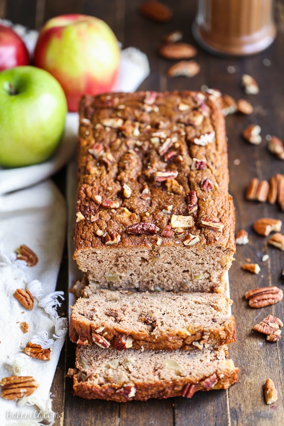 This Paleo Apple Cinnamon Bread is a healthy breakfast or snack that's made with applesauce! This gluten-free and grain-free spiced loaf is so easy and moist.