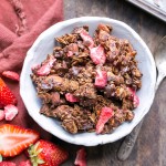 Chocolate Strawberry Granola is healthy enough to eat for breakfast, but it's so delicious you'll want to have it for dessert too! This simple and easy granola recipe is gluten-free, vegan, and refined sugar free, and it's loaded with chocolate & strawberry flavor.