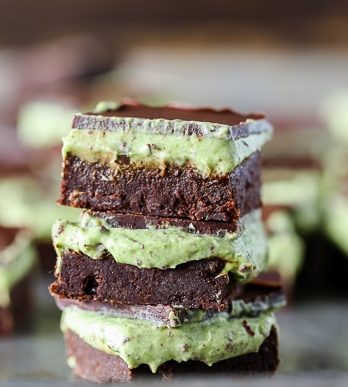 These Mint Chocolate Chip Brownies are ultra rich and fudgy with a mint chocolate chip topping! They are gluten-free, refined sugar-free + Paleo-friendly, and you'll never guess healthy ingredient they contain.