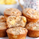 Have a taste of the tropics with these Vegan Pineapple Coconut Muffins! They're super soft, full of tropical flavor, and no one would ever guess that they are dairy-free + vegan.