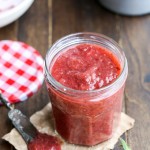 This Strawberry Rhubarb Chia Jam is refined sugar free and made without pectin - it uses chia seeds as the thickener! This easy refrigerator jam is refined sugar free, vegan, and Paleo-friendly.