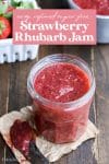 This Strawberry Rhubarb Chia Jam has fresh and vibrant fruit flavor. It's made without pectin - it uses chia seeds as the thickener! This easy refrigerator jam is refined sugar free, vegan and Paleo-friendly.