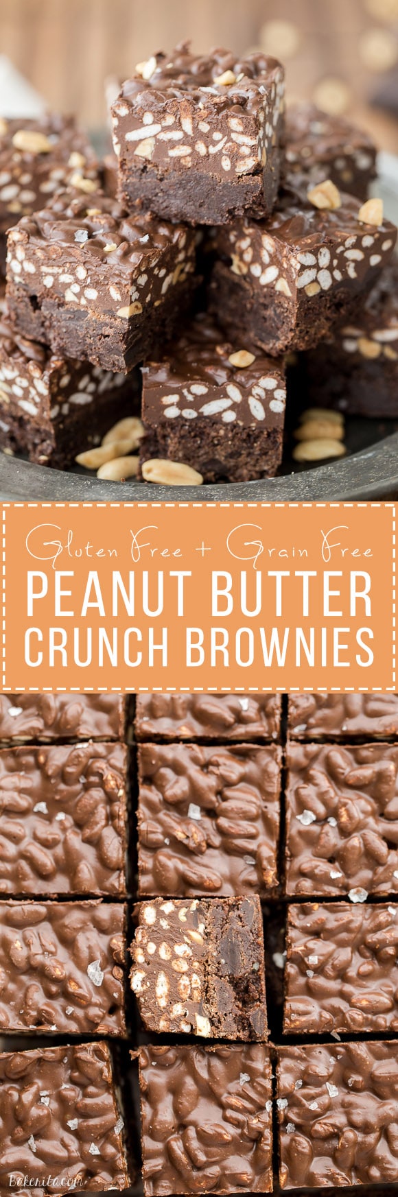 These Peanut Butter Crunch Brownies are incredibly rich and delicious, with a crunchy and fudgy topping. These gluten-free brownies were made for chocolate and peanut butter lovers!