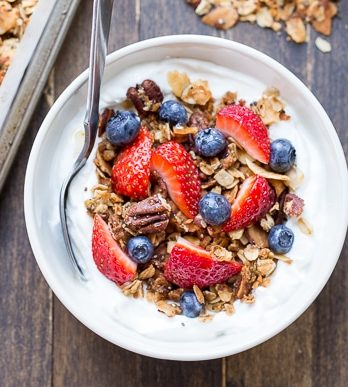 This crunchy Protein Granola gets a major dose of protein & fiber from a secret ingredient - lentils! This gluten-free & vegan granola is a delicious and filling breakfast or snack.